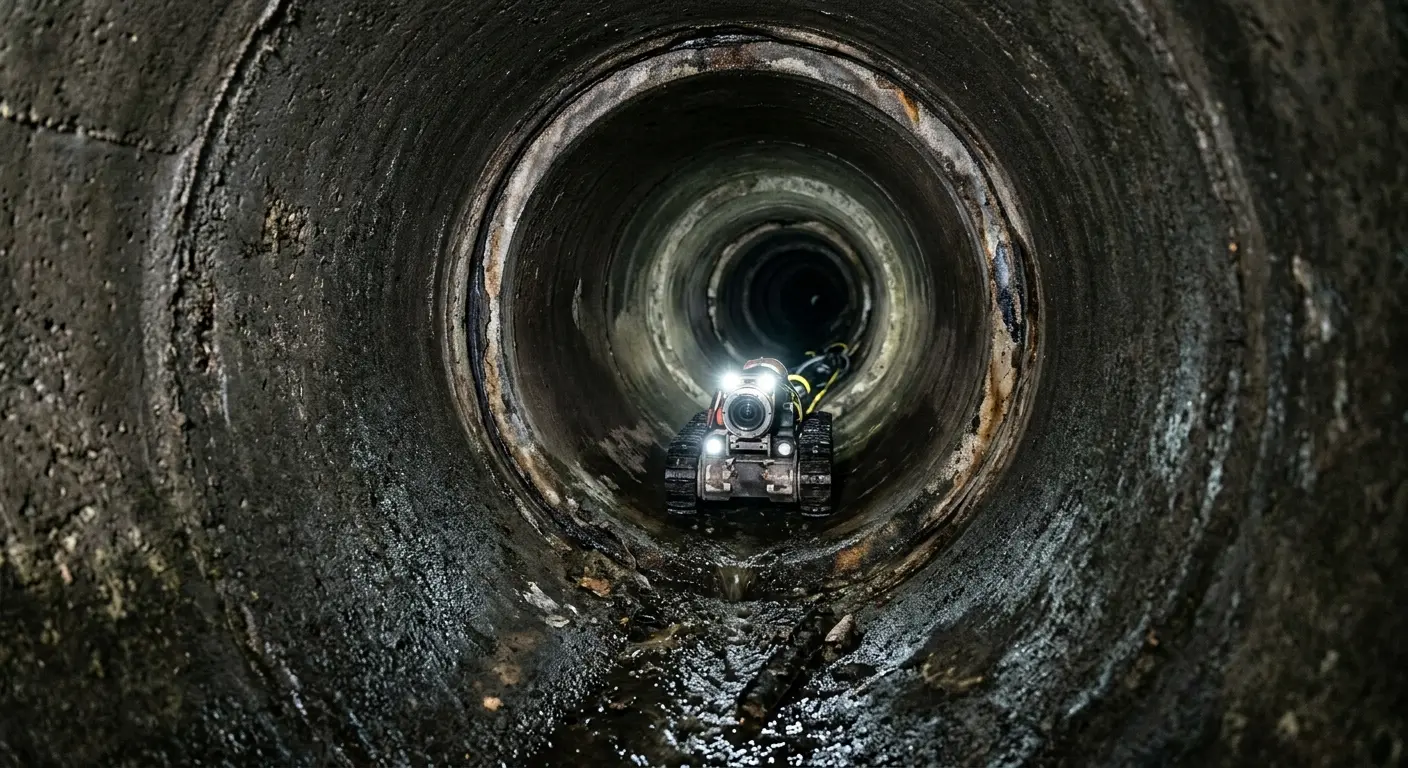 Robotic sewer camera inspecting pipe interior for Drain Snake Service in Steele Creek
